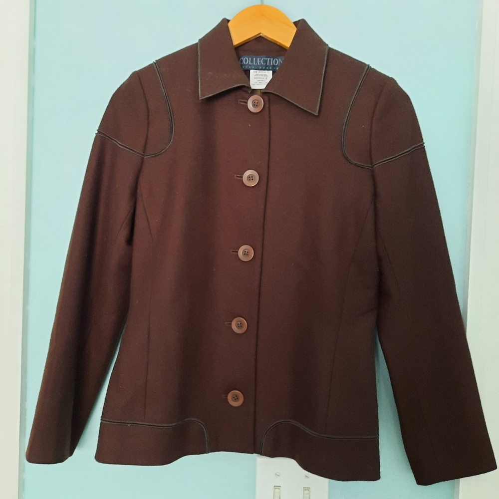 Harve Benard wool blend jacket with piping sz 4